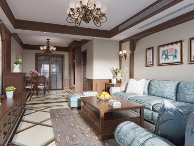 美式客餐厅3D模型下载